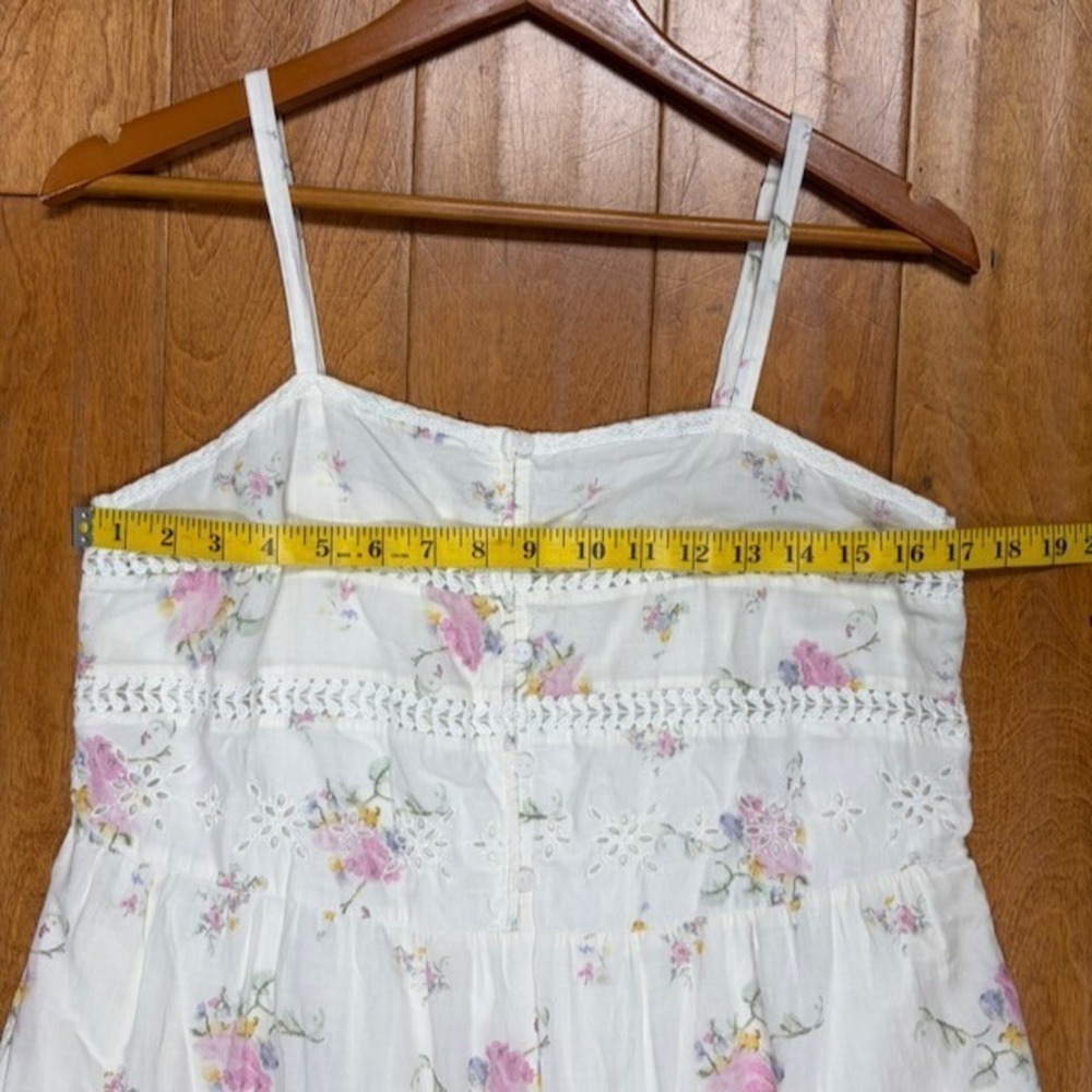 Womens Cottage Floral Maxi Dress Size M Garden Party Ethereal Fairy Tiered Lace - Picture 8 of 12